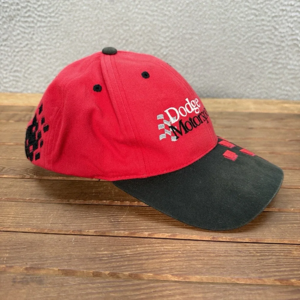 Dodge Motorsports Hat Adult Red Black‎ Strap Back Cap Garage Auto Mechanic Faded